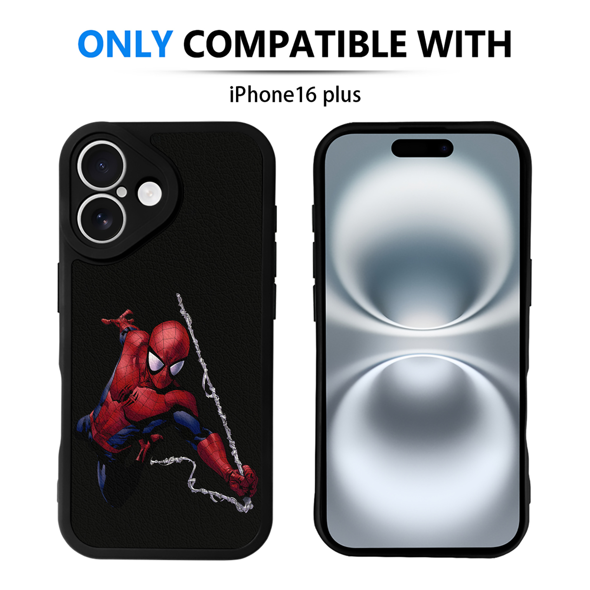 （画像用） Spider Man スパイダーマン 【iPhone 16シリーズ対応】シリコンスマホケース（レザー調） 材質：シリコン